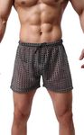 Linemoon Men's Mesh Shorts Sexy Lounge Hollow Boxer Underwear, Grey, X-Large