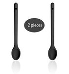 Stirring Spoons for Cooking Set of 3, Silicone 12 Inch Long Handle Spoons, Nonstick Mixing Spoons for Cooking, Silicone Stirring Spoons BPA Free, Nontoxic & Resistant to 480°F (2 in Black)