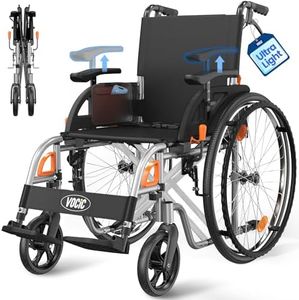 VOCIC Ultra Lightweight Wheelchair for Adults, 23lb Frame Portable Foldable Self-Propelled Wheelchairs for Seniors with Quick Release Wheels, Swing-Away Footrests,Flip-Back Arm, 300 lbs Black