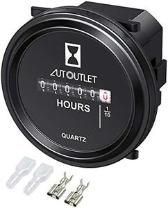 AUTOUTLET Quartz Hour Meter 6V-80V, 12 Volt Hour Meter Round Waterproof Hour Gauge for Boat Auto ATV UTV Snowmobile Lawn Tractors Generators Automotive Replacement Hour Meter Gauges