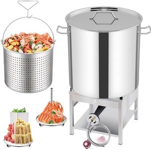 ARC 100QT Stainless Steel Pot with 200,000 BTU Propane Burner - Seafood Boil Pot, Crab Boil Pot, Lobster Pot, Shrimp Boil Pot, Tamale Steamer Pot with Basket and Turkey Fryer Burner