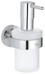 GROHE Start QuickFix Soap Dispenser with Holder (Metal and Glass, Filling Quantity 160 ml, Concealed Fastening, Including Screws and Dowels, Easy to Fit with GROHE QuickGlue), Chrome, 41195000