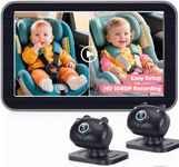 2-Kids Baby Car Camera Recording: 7” Split-Screen Display with HD 1080P Dual Backseat Cameras - Night Vision, 360° Rotation, Easy Installion for Twins & Siblings