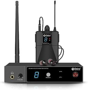 D Debra Wireless in Ear Monitor System ER-280 UHF Professional Mono IEM System Transmitter and Receiver with Earphone, for Stage, Band, Recording Studio, Live Performance (with 1 Receiver)