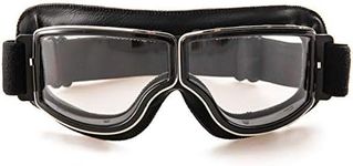 evomosa Motorcycle Goggle PU Leather Windproof Sunglasses Sports Glasses Retro Bike Glasses for ATV Bike Motocross Glasses (black B)