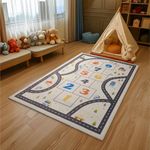 Navaris Car Play Mat - Kids Car Rug with Anti-Slip Particles - Easy to Clean Playroom Rugs - Playmat Perfect for Children's Bedrooms, with Hopscotch Design