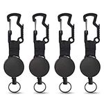 VEGCOO 4 Pack Retractable Keyring, Heavy Duty Lanyard Keyring, Extendable Keychain with Belt Clip, Multipurpose Metal Carabiner Keychain with 60cm Steel Wire Rope, Badge Reels Clips for ID Card Holder