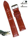 20mm Brown Handmade Alligator Belly Watch Band Men Quick Release Premium Hornback Crocodile Replacement Pin Tang Buckle Wristwatch Strap by Vietnamese DH-06-20MM