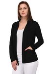 ESPRESSO Women's Rayon Open Neck Cardigan With Pockets (ESP-3050-XL_Black_XL)