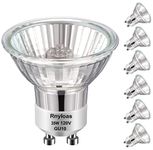 GU10+C 120V 35W Halogen Light Bulbs, Warm White GU10 Dimmable, High CRI100 GU10 Bulb for Track Light Bulbs, Range Hood Light Bulbs, MR16 GU10 Base, Pack of 6 JDR-C GU10 120V 35W