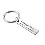 AmDxD Keychain Cute, Stainless Steel Keyring, Heart/Round Rectangular Ring Engraving I Carry Your Heart I Carry It Inmy Heart, Silver, 4.5 x 1 cm, Round, One size