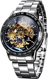 Carrie Hughes Men's Steampunk Automatic Watches Self-Winding Mechanical Skeleton Waterproof Stainless Steel Watch (CH69)