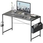 Pamray 47 Inch Small Spaces Computer Desk with Storage Bag Study Table Desk for Bedroom Writing and Work Small Home Office Desk Espresso Gray
