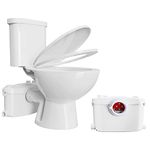 Simple Project Upflush Toilet For Basement - Macerating Toilet with 600W Macerator Pump Toilet with AC Vent & 4 Water Inltes Included Water Tank, Toilet Bowl, Toilet Seat, Extension Pipe