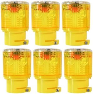 QXMH Solar Strobe Warning Light - Bright 360 Degree Solar Emergency Strobe Warning Lights, Waterproof LED Safety Light Outdoor, Road Construction Traffic Flashing Lamp (Yellow 6PCS)