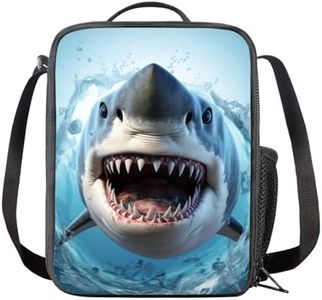 HELLHERO Shark Lunch Bag for Girls Boys School Lunch Box 4-6 6-8 8-10 Kids Lunch Bags Insulated Lunchbox Crossbody Lunchbag Tote Handbag Meal Prep Organizer for School Workout Office Picnic