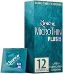 Kimono Microthin Plus Pack of 12 - Premium Lubricated Natural Latex Condoms, Ultra Thin with Extra Moisture and AquaLube, Vegan-Friendly, No Latex Odor - Enhanced Sensitivity