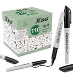 Permanent markers, 110 Packs Permanent Markers Black, Fine Point Permanent markers bulk，Premium waterproof Black Permanent Markers，Smooth&Quick Drying Permanent Markers for Office & School Supplies