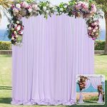 MYSKY HOME 10ft x 10ft Curtains Backdrop Curtains for Parties Light Purple Background Curtains Drapes Wedding Curtains Stage Curtains Rod Pocket Drapes Backdrop for Baby Showers, 5ft x 10ft, 2 Panels