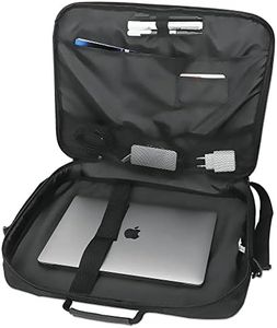 Manhattan Laptop Shoulder Bag Carrying Case – Slim Briefcase Style, Clamshell Opening, Padded Compartments–3 Yr Mfg Warranty, Black, 17.3 Inch