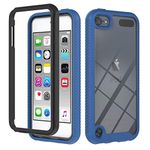 Asdsinfor iPod Touch 7/iPod Touch 6/iPod Touch 5 Case 3 in 1 Transparent Slim TPU Bumper Hybrid Hard Front Frame Full Body Protective Shock and Drop Cover for iPod Touch 7.Blue YB