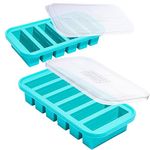 Souper Cubes 1/2 Cup Silicone Freezer Tray With Lid - Silicone Freezer Mould Perfect for Sauces, Mashes, Salsa, Broths, Stews and More - Aqua – 2-Pack