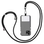 AccuPrints Universal Mobile Phone Lanyard with Card Holder, Adjustable Nylon Neck Strap, (Black)