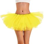 Phantomon Tutu Skirt Women's Teens Classic Elastic 5 Layered Tulle Ballet Skirt, 1950s Vintage Style Short Skirt, Adult Size (Yellow)