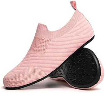 QZKDM Lightweight Slip on Grip Indoor House Slippers Barefoot Non Slip Home Exercise Yoga Shoes for Men Women, Pink20005, 8-8.5 Women/6.5-7 Men