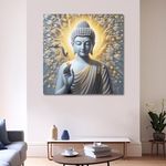 Olive Tree® Wooden Wall Art Canvas Painting for Home, Bedroom & Living Room|Engineered Wood Frame|Modern Stylish Gautam Buddha Hanging Wall Art Painting for Wall Decoration|24 x 24 inch Multicolour