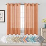 H.VERSAILTEX Linen Curtains Natural Linen Blended Curtain Panels for Living Room/Light Reducing Linen Semi Sheer Curtains 2 Panels Set Nickel Grommet Window Panels (52x63 Inch, Orange)