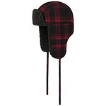 Stetson Country Check Lapeer Trapper Hat Women/Men - chapka with ear flaps, lining, chin strap, strap Autumn-Winter - XXL (62-63 cm) black-red