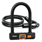 NDakter Bike Lock,Keyless Heavy Duty Combo Bike D Locks with 5FT/1.5M High Security Steel Cable,Anti-Theft Combination Bicycle U Lock for Road Bike,Ebike, Electric Bike, Scooter, Mountain Bike