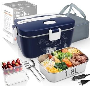 COZYEXPERT Electric Lunch Box 80W Food Warmer Heater 12V 24V 110V Heated Lunch Boxes for Adults for Car/Truck Portable Food Heating Boxes with 1.8L 304 SS Container