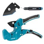 Libraton PVC Pipe Cutter, Cuts up to 42 mm, Ratchet Pipe Cutter Heavy-Duty with Replacement Blade, PEX, PVC, PPR Plastic Cutter, Hoses and Plumbing Pipes, Deburring Tool