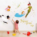 Runtoo Peter Pan Wall Decal Never Grow Up Quotes Wall Stickers for Kids Bedroom Baby Nursery Wall Decor