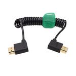 HangTon HDMI 4K 60p 8K Cable Thin Coiled for Sony A7M4 ATOMOS Shinobi Ninja V Portkeys BM5 FEELWORLD Blackmagic Monitor ZCAM Canon Nikon Camera Type A HDMI 2.1 Right Left Angle