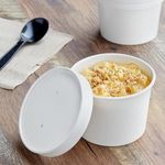 HOT BARGAINS 50 X 12oz / 360ml White Kraft Disposable Soup Cups Containers with Lids of Paper Soup Bowls for Takeaway Tubs for Ice Cream, Dessert and Deli Containers (12oz, 50, Count)