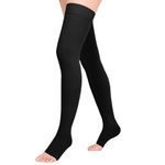 Athvibid Thigh High 20-30mmHg Compression Stocking, Compression Socks for Women & Men Circulation with Silicone Dot Band,Relieves muscle soreness, Black2, Small