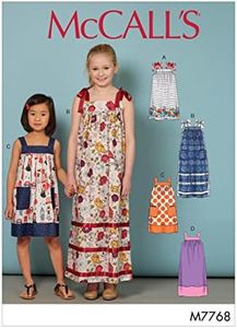 McCall's Patterns M7768 Children's/Girls' Dresses Sewing Pattern, CHJ (7-8-10-12-14), Multicolor