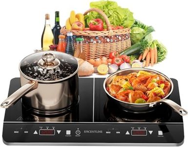 Double Induction Cooktop, 1800W Powerful Induction Burners with 2 Large 8" Heating Coils, 2 Burner Portable Induction Cooktop with 9 Power Settings, 180 Mins Timer & Child Safety Lock, Black