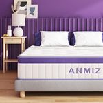 ANMIZ Full Size Mattress, 10 inch Hybrid Full Mattress with Memory Foam, Medium Firm Mattress Full Size, Purple Full Size Mattress in a Box for Sleep Supportive & Pressure Relief (54" X 75" X 10.5")