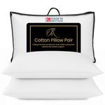The Royce Premium Bed Pillows 2 Pack - Hotel Quality Luxury Cotton Pillows - Firm & Bouncy Neck Pain Relief - Anti Snore Hypoallergenic Pillows for Side & Back Sleepers - Washable UK Made - 48x74cm