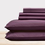 California Design Den 6-Pc Full Size Sheet Set with 4 Pillowcases - 400 Thread Count 100% Cotton Sheets, Cooling Sateen Weave, Luxury Deep Pocket Bedsheets Set - Soft Plum