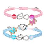 DORMUS BFF Bracelets for 2,Best Friend Bracelets Handmade Braided Rope Adjustable Friendship Heart Matching Bracelets Charm Jewelry Gifts for Women Girls Teen Lover, One Size, no gemstone