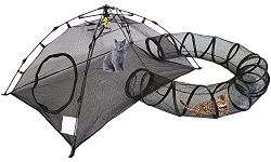 BETYMAN Outdoor Cat Enclosures Cat Tent Outdoor Pop Up Pet Playpen with One Cat Tunnels Portable Cat Playhouse (Play Tents for Cats and Small Animals) - Outside Habitat (Patent Pending)