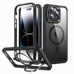 ESR for iPhone 14 Pro Case, MagSafe Compatible, Full Body Shockproof Case, Military-Grade Protection, Magnetic Phone Case for iPhone 14 Pro, Shock Armor Kickstand Case (HaloLock), Clear Black