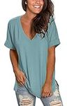 V Neck T Shirts Women Loose Casual 