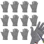 12 Pairs Cut Resistant Gloves -Food Grade Level 5 Protection for Kitchen, Upgrade Safety Anti Cutting Gloves for Meat Cutting, Wood Carving, Mandolin Slicing and More, (M-L)