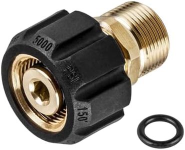 WOJET Pressure Washer Adapter, M22 15mm Female Thread to M22 14mm Male Fitting, 5000 PSI Power Washer Hose Coupler, Connect M22 14mm Quick Connect to Power Washer or Accessories with 15mm Outlet/Inlet
